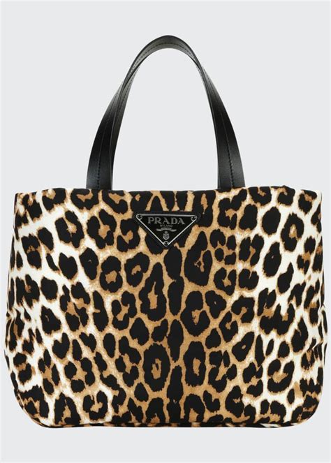 prada leopard nylon tote|prada nylon tote military.